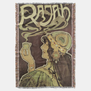 Vintage Art Nouveau Café Rajah, Vrouw met koffie Deken