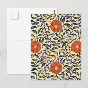 Vintage Art Nouveau Chinees Pioenroos Bloempatroon Briefkaart