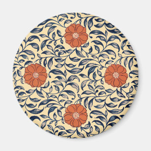 Vintage Art Nouveau Chinees Pioenroos Bloempatroon Magneet