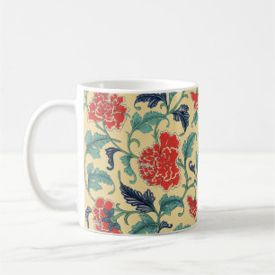 Vintage Art Nouveau Chinese Rode Bloemmotief Chino Koffiemok