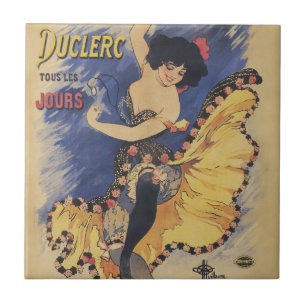 Vintage Art Nouveau-danser Frans poster Tegeltje