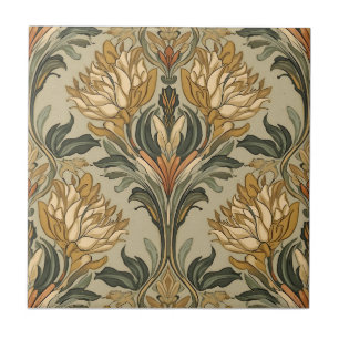Vintage Art Nouveau Deco Majolica Bloemenkunstenaa Tegeltje