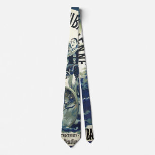 Vintage Art Nouveau Feeën, Fiets Pierrot Maan Stropdas