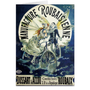 Vintage Art Nouveau feeën, fietspierrot maan