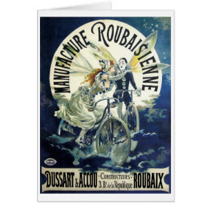 Vintage Art Nouveau feeën, fietspierrot maan