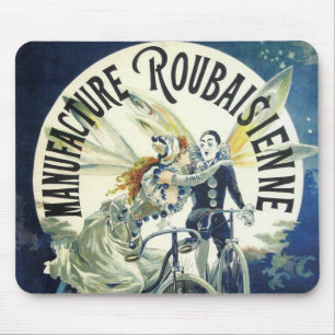 Vintage Art Nouveau feeën, fietspierrot maan Muismat