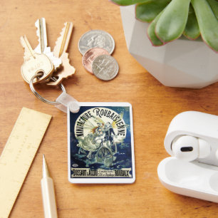 Vintage Art Nouveau feeën, fietspierrot maan Sleutelhanger