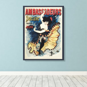 Vintage Art Nouveau Flamenco Danseres, Ambassadeur Canvas Afdruk