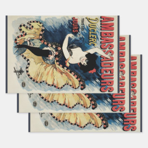 Vintage Art Nouveau Flamenco Danseres, Ambassadeur Inpakpapier Vel