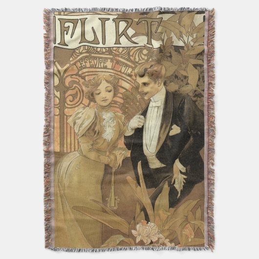 Vintage Art Nouveau Flirt Biscuits, Alphonse Mucha Deken (Voorkant Verticaal)