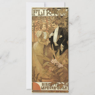 Vintage Art Nouveau Flirt Biscuits, Alphonse Mucha Kaart
