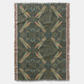 Vintage art nouveau green gold Dragonfly Deken (Voorkant Verticaal)