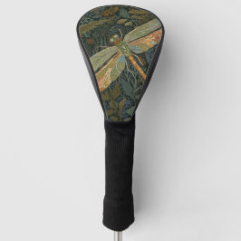 Vintage art nouveau green gold Dragonfly Golfheadcover