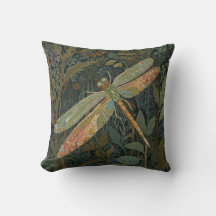 Vintage art nouveau green gold Dragonfly