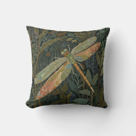 Vintage art nouveau green gold Dragonfly Kussen