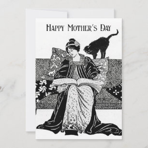 Vintage Art Nouveau Moederdag boekliefhebber Kaart
