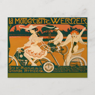 Vintage Art Nouveau-motorraceposter Briefkaart