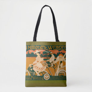 Vintage Art Nouveau-motorraceposter Tote Bag