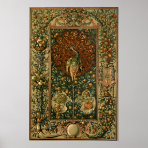 Vintage Art Nouveau Pauw & Fruit van Anton Seder Poster
