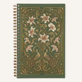 Vintage Art Nouveau Peacock & Lily Garden Journal Notitieboek