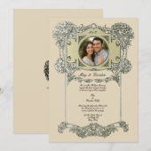 Vintage Art Nouveau Rose Vine Wedding Kaart (Voorkant / Achterkant)