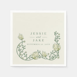 Vintage Art Nouveau style Floral Border Wedding Servet