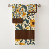 Vintage Art Nouveau Sunflower Pattern Bad Handdoek (Insitu)