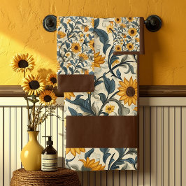 Vintage Art Nouveau Sunflower Pattern Bad Handdoek