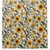 Vintage Art Nouveau Sunflower Pattern Douchegordijn (Voorkant)