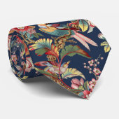 Vintage Art Nouveau Tropical Parrots Pattern Stropdas (Opgerold)