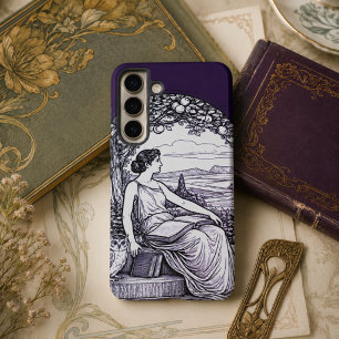 Vintage Art Nouveau vrouw lezend onder een boom Samsung Galaxy Hoesje