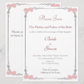 Vintage - Art Nouveau Wedding Invitation Kaart (Voorkant / Achterkant)