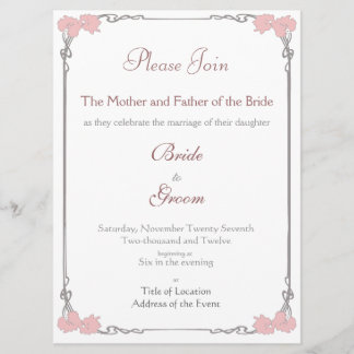 Vintage - Art Nouveau Wedding Invitation Kaart