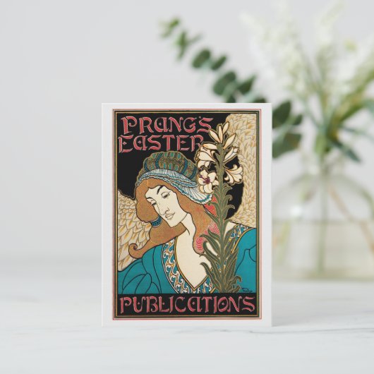 Vintage art Nouvelle Prang's Easter Feestdagenkaart (Staand voorkant)