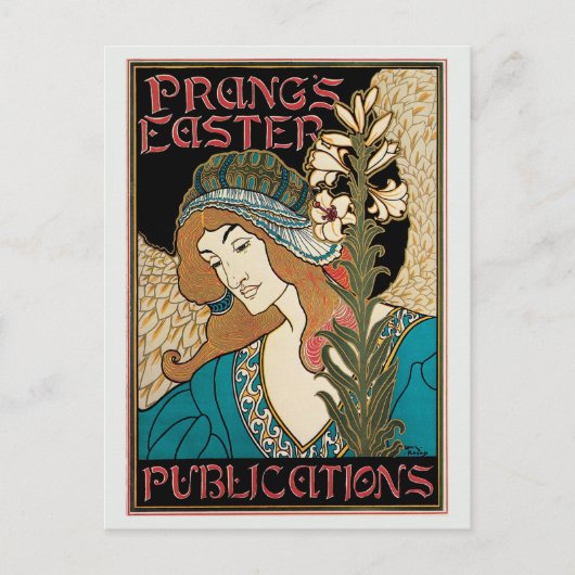 Vintage art Nouvelle Prang's Easter Feestdagenkaart (Voorkant)