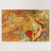 Vintage Art Poster Autumn by Alphonse Mucha Legpuzzel (Horizontaal)