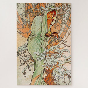 Vintage Art Poster Winter by Alphonse Mucha Legpuzzel
