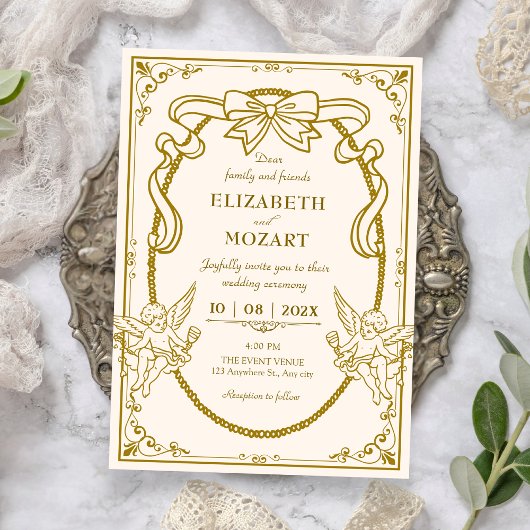 Vintage artistic baroque wedding kaart