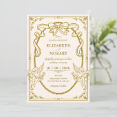 Vintage artistic baroque wedding kaart (Staand voorkant)