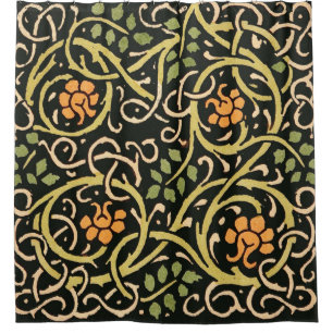 Vintage Arts and Crafts bloempatroon Roycroft Douchegordijn