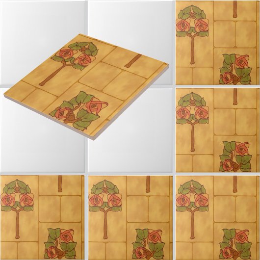 Vintage Arts & Crafts Floral Bouquets Pattern Tegeltje