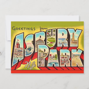 Vintage Asbury Park NJ 5x7 grote ansichtkaart Bedankkaart
