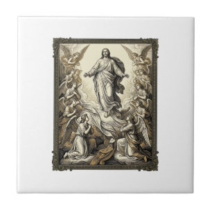 Vintage-ascensie-engel-gravure vector kunst_1 tegeltje