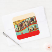 Vintage Asheville NC Postcard Vierkante Sticker (Envelop)