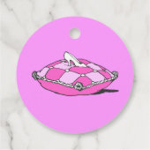 Vintage Assepoester Slipper op roze Label (Achterkant)