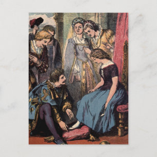 Vintage Assepoester, uitgerust met de glazen schui Briefkaart