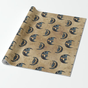 Vintage Astrologie Maan Ster Patroon Cadeaupapier