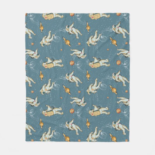 Vintage Astronauts Fleece Deken (Voorkant)