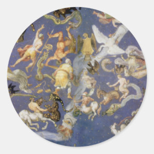 Vintage Astronomie Hemelconstellaties Fresco Ronde Sticker