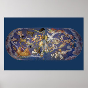 Vintage astronomie hemelse fresco, sterrenbeelden poster